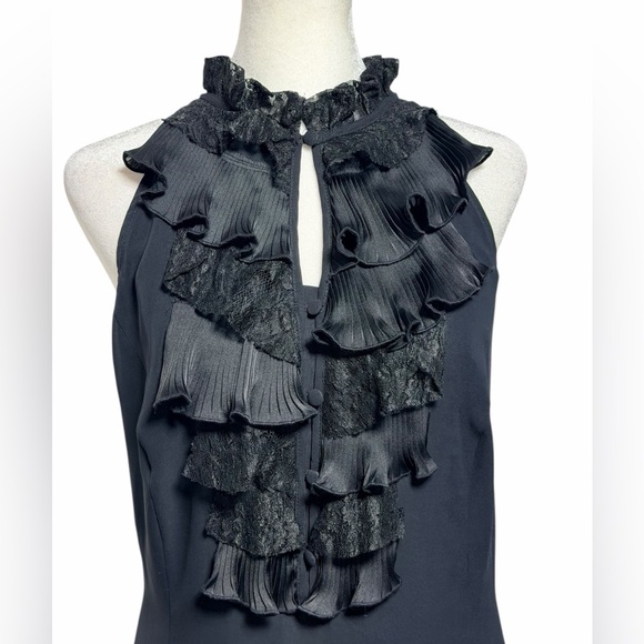 Lane Bryant Black Ruffle Lace Pleated Halter Midi Dress Size 18 - Picture 3 of 6